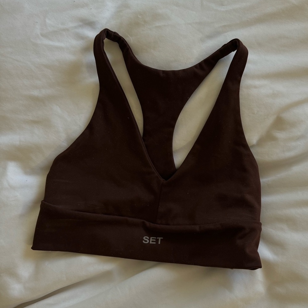 Brown Set Active Sports Bra